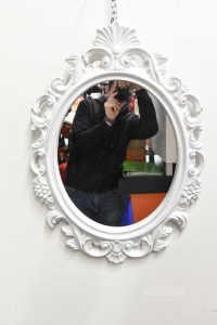 Specchio Reale Bordo In Plastica Bianco Dimensione 74 X 54 Cm