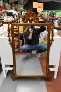 Specchio Con Cornice In Legno Color Bronzo 108x65cm