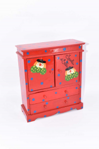 Cabinet Wardrobe Miniature Red Hand Painted Pagliacci 24x21x9 Cm