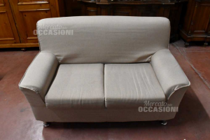 Fabric Sofa Beige 2 Seats