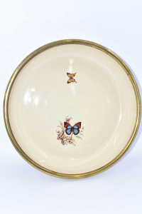 Center Ceramic Table Color Panna Bordo Brass Fantasy Butterflies 30 Cm