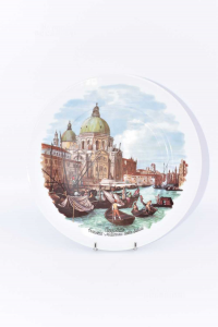 Piatto In Ceramica Raffigurante Canaletto Venezia Diametro 27 Cm