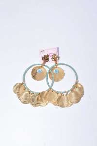Earrings Gold Plated Lk With Jewels Blue