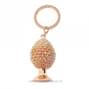 Bomboniera Matrimonio Portachiavi Rosa Gold a forma di Pigna in metallo 2.5x5 cm