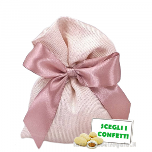Sacchetto Portaconfetti rosa gold Bomboniera linea Diamond 11x14 cm - Made in Italy
