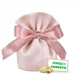 Sacchetto Portaconfetti rosa gold Bomboniera linea Diamond 6x12 cm - Made in Italy