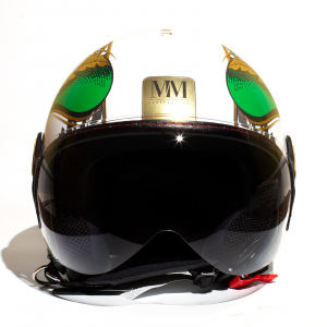 Perno Porta occhiali cranio con casco moto custom per giacca e gilet 