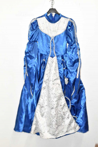 Costume Di Carnavale Da Principessa Blu Bianco Argento