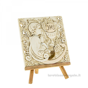 Icona con Calice e Bambino su cavalletto in resina 13 cm - Bomboniera comunione bimbo