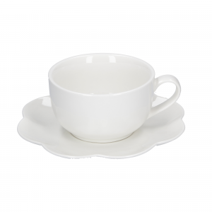 Porcellana Bianca - 4 pz tazze colazione con piattino, linea Villadeifiori