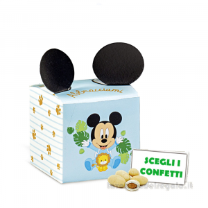 Scatola Portaconfetti celeste Bomboniera Battesimo Bimbo Topolino Baby Celeste Disney 5x5x5 cm