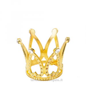 Corona dorata con strass in metallo 4.5x3.5 cm - Segnaposto bimba