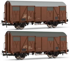 FS, 2-units pack Ghs closed wagons with low aerators, brown livery, ep. IV
