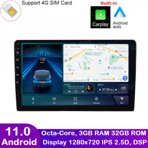 ANDROID autoradio navigatore universale 9/10.1 pollici CarPlay Android Auto GPS USB WI-FI Bluetooth 4G LTE