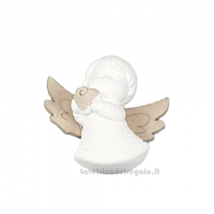 Gessetto Bomboniera angelo con cuore e ali in legno 3.5 cm - Decorazioni