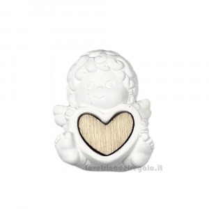 Gessetto Bomboniera angelo con cuore in legno 3.5 cm - Decorazioni