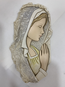 Icona con Madonna Shan in ceramica da parete cod B077.0