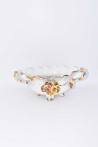 Vaso Per Fiori Ceramica Bassano Dipinto A Mano Made In Italy Ovale 32x13x16 Cm