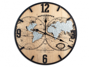 H&H orologio legno e metallo 60cm mondo