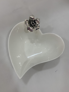 Ciotola piccola cuore Leader Argenti in porcellana con applicazione argento 90.04