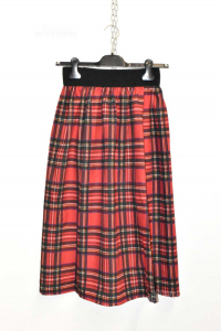 Skirt Woman Checked Red Green Size M