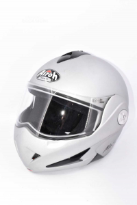 Casco Da Moto Grigio Airoh Helmet Taglia Xs 53-54 Con Visiera Apribile