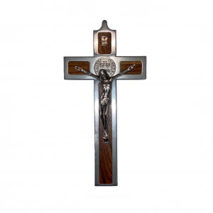Wall Aluminium  Crucifix with Rosewood insert