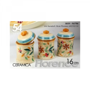 Gicos Florence Tris Di Barattoli In Ceramica 16 Cm Per Zucchero Sale E Caffè