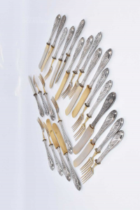 Dessert Cutlery Or Fruit Forks + Knives 24 Pieces,handle Silver