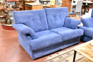 Alcantara Sofa Blue 3 Seats Removable Cover