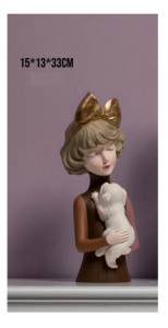 Donna in ceramica con cane Petite Fantasie altezza 33 cm D218041