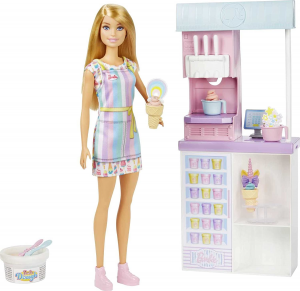 Mattel Barbie HCN46 Playset Gelateria Bambola con Macchina per Gelato