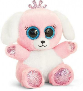 Keel Toys peluche morbido con occhioni glitterati Labrador rosa 15cm
