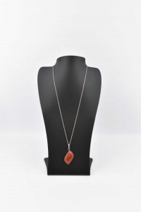 Silver Necklace With Pendant In Stone Carnelian