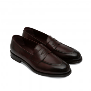 Pontaccio handmade men's shoes Loafer mocassins in leather barolo color BV Milano