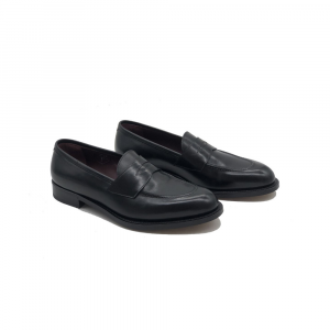 Pontaccio handmade men's shoes Loafer mocassins in black leather BV Milano