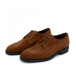 Cappuccini handmade men's shoes Derby lace-up in brown suede BV Milano