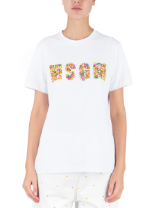 T-Shirt MSGM Flowers beads embroidery logo