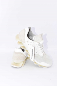 Shoes Man Adidas Rick Owens Size 42 Leather White And Fabric White