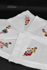 Napkins With Embroidery Indian 5 Pieces White 32x32 Cm
