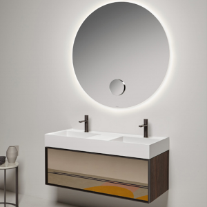 Vanity unit Bespoke  with glass drawer and Graffio double sink Monoblocchi Antoniolupi 