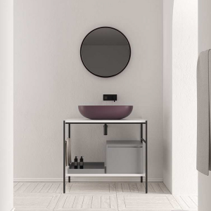 Meuble de salle de bains sur pieds avec vasque ovale 87 Nic Design