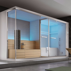 Sauna with shower steam cabin and integrated bathtub Olimpo Sauna Vita