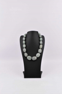 Genuine Necklace Stone Jade Green 50 Cm