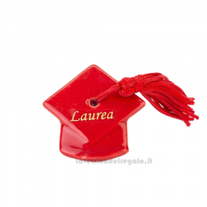 Bomboniera Laurea Magnete Tocco rosso in porcellana 5x5 cm
