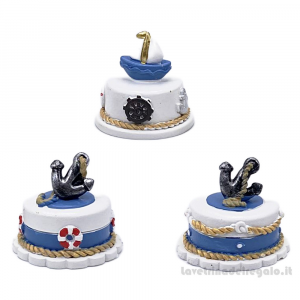 Bomboniera Matrimonio Statuina a forma di torta con soggetti marini in resina 5 cm