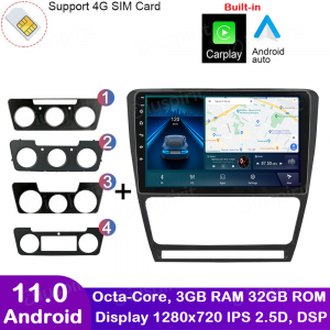 ANDROID autoradio navigatore per Skoda Octavia 2004-2013 CarPlay Android Auto GPS USB WI-FI Bluetooth 4G LTE
