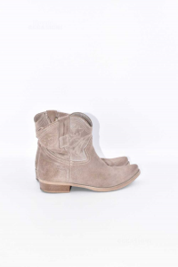 Stivaletto Texano Donna Beige Made In Italy N 37