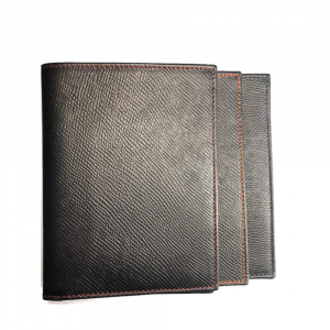 Milano man wallet with credit card holder in genuine black hammered leather handmade