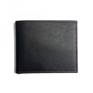 Italia horizontal man wallet with credit card holder in genuine black hammered leather handmade
